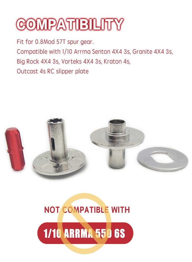 Raflot VICRAZZE RC Slipper Set Metal Slipper Plate & Hub Slipper Shaft Set for 1/10 Arrma Granite Senton Big Rock Kraton Vorteks Outcast 1/8 Typhon Upgrade Replace Arrma ARA310946(Red) - Image 5